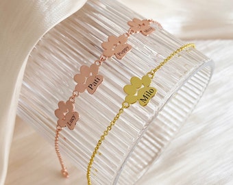 Paw Name Bracelet, Custom Pet Memorial Gift, Personalized Paw Bracelet, Minimalist Bracelet, Dainty Dog Paw Bracelet, Gift for Pet Lovers
