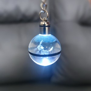Llavero LED de cristal de Pokémon, llavero de bola de cristal personalizado, llavero de Pokeball de 30MM, regalos de Pokémon imagen 8
