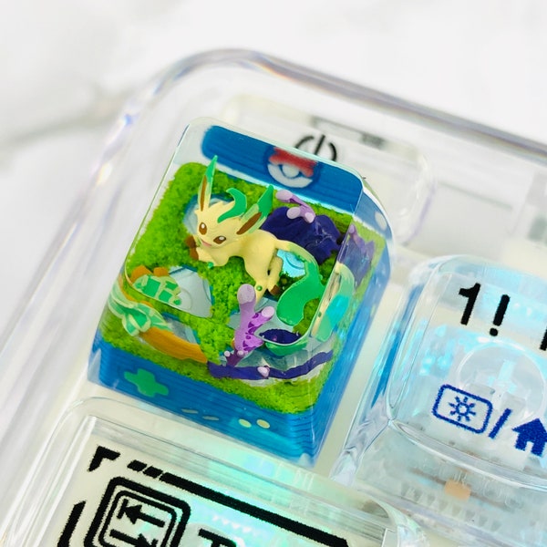 Pokemon Leafeon Custom 1U Keycaps Pokemon Keycap Liquidate keycap Artisan Keycap Anime Cherry MX Keycaps