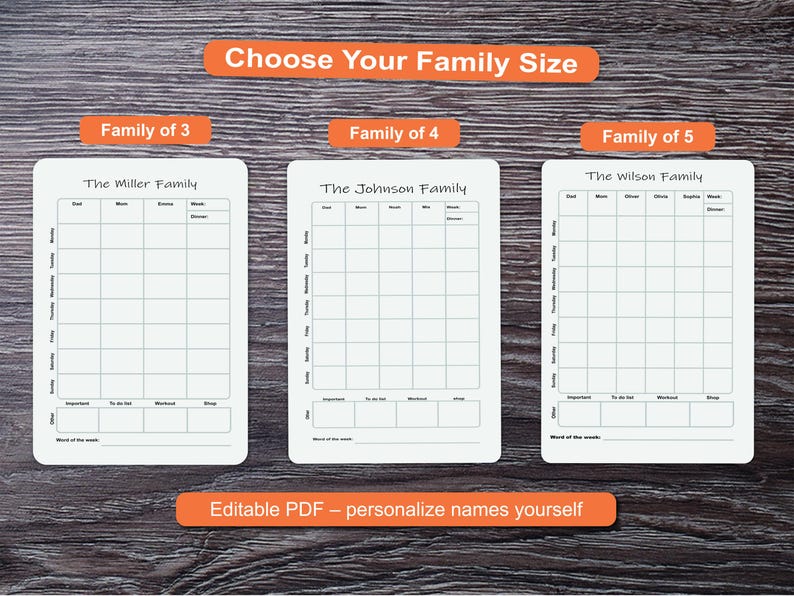 Editable Family Planner Printable | Weekly Family Schedule | Reusable ...