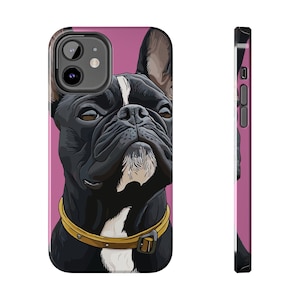 Etui na telefon French Bulldog Tough, nadruk w całości w stylu kreskówkowym, prezent dla miłośnika zwierząt, nowoczesny różowy wyróżniający się design, etui na iPhone'a i Samsunga, fajne