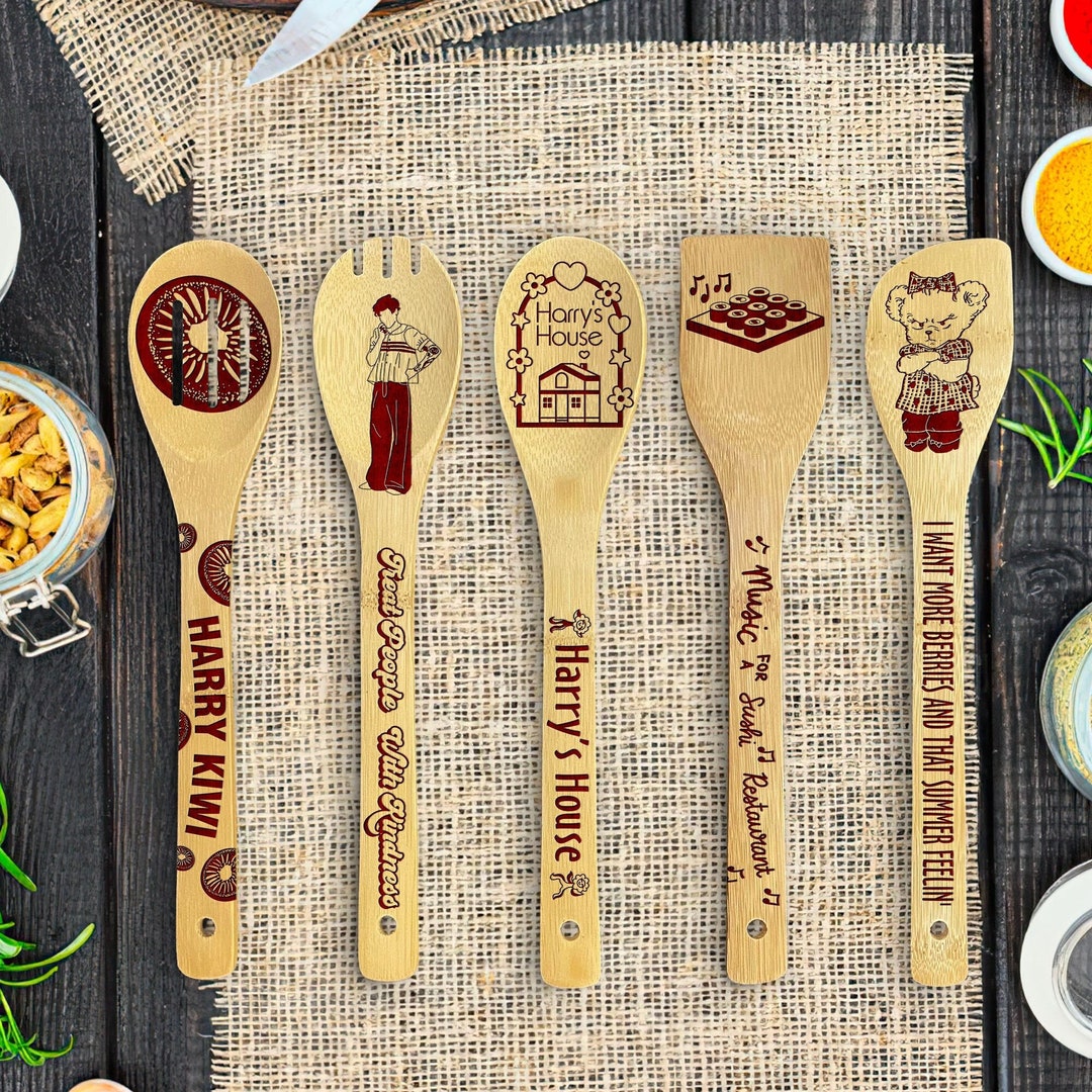 Harri House Engraved Bamboo Cooking Spoons HS Custom Engraved Etsy