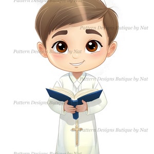 Boy First Communion Clipart Holy Bible Cute Little Boy - Etsy