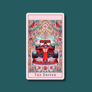 F1 tarotkaart sticker, de bestuurder rode Ferrari kleur Charles Leclerc, Carlos Sainz, Lewis Hamilton sticker vinyl laptop/waterfles sticker