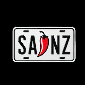 Carlos Sainz F1 Sticker: Hot Pepper License Plate Design