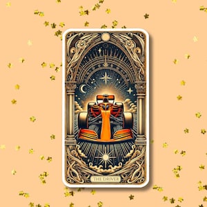 F1 tarotkaartsticker, The Driver oranje Mclaren-kleur Lando Norris, Oscar Piastri-sticker vinyl sticker laptop/waterfles II