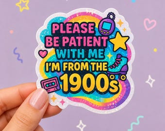 Retro 90s Holographic Millennial Sticker Nostalgia Decal 2" Tall