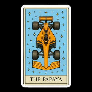 Der Papaya Tarot Kartenaufkleber 6,3 cm hoch - Grandprix Racing Aufkleber
