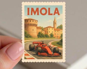 Imola Sticker: Motorsport Racing, Vintage Italy Travel Art
