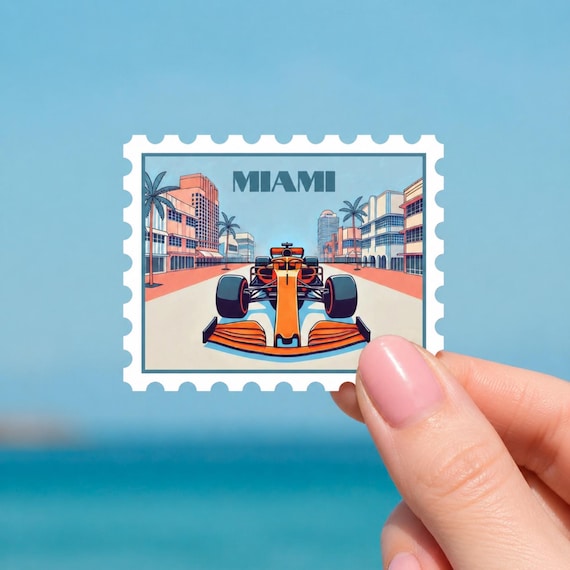Miami Sticker: Lando Win, Art Racing Gift Papaya Orange