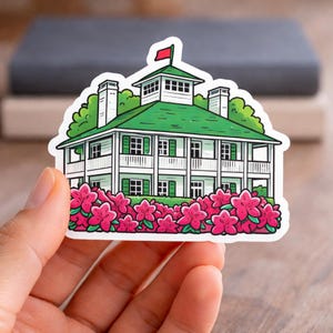 Pegatina de vinilo de la Casa Club de Augusta: Ilustración del Masters de Golf