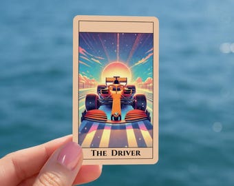 Racing Tarot Card Sticker: Papaya Orange Motorsport Vinyl Decal 2.5 or 3" Tall