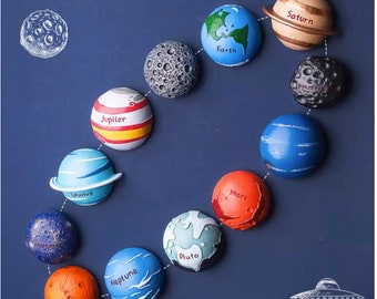 Planets Fridge Magnets Outer Space Universe Refrigerator Magnets Fridge Decor Whiteboard Magnet Kitchen Magnets Gifts A Set of 11