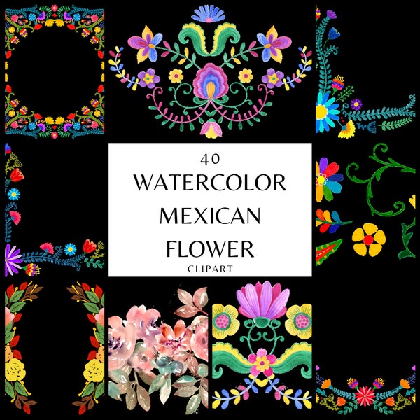 Watercolor mexican flower clipart, flowers unique clipart graphics in png format instant download for commercial use