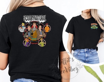 May include: Black t-shirt with a graphic of the Scooby Doo gang and the text "ScoobyNatural".
