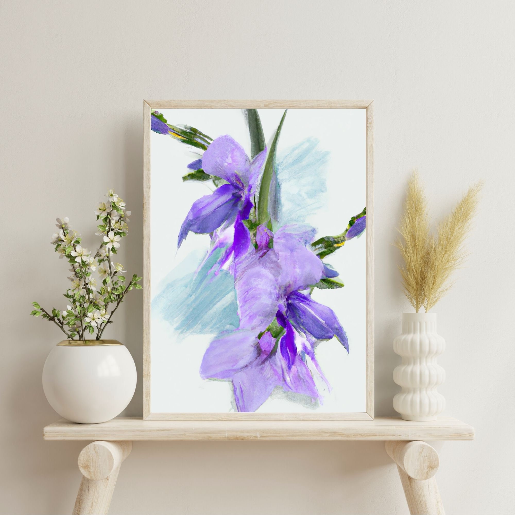 Botanical Purple Flower Printable Wall Art Digital Download Etsy