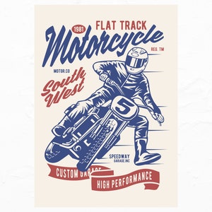 Vintage poster from 1981 for a &quot;Flat Track&quot; motorcycle race.
