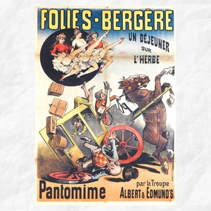 Vintage poster for a pantomime show at the Folies Bergère in Paris.