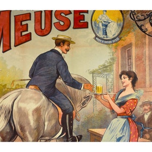 Verleihen Sie Ihrer Wohnkultur einen Hauch von Vintage-Charme mit diesem Retro-Bier-Werbeplakat aus dem 19. Jahrhundert.