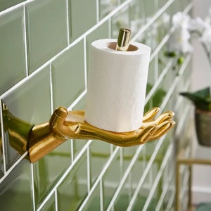 Hex Brass Standing Toilet Paper Holder + Reviews