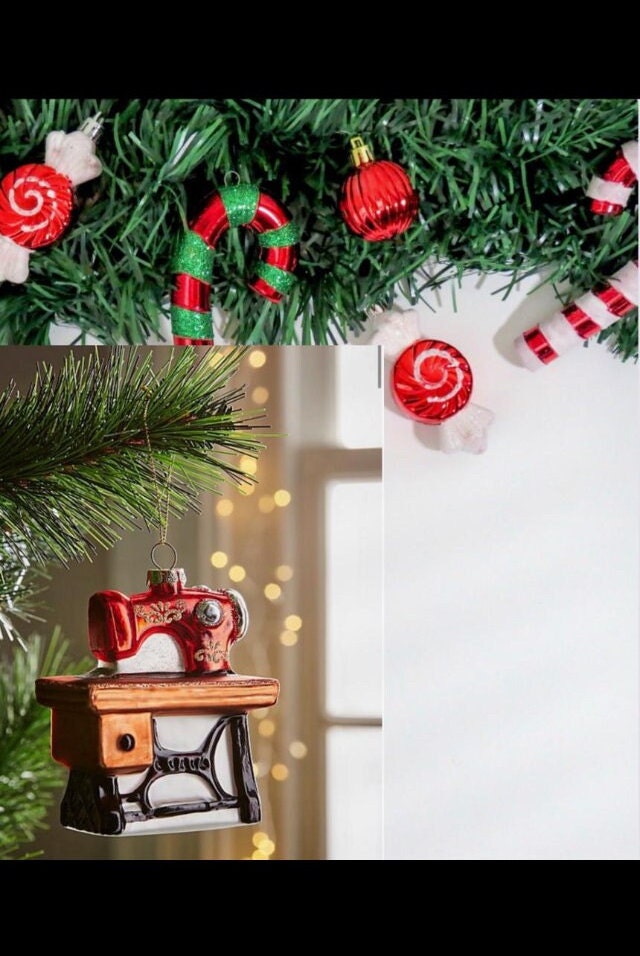 Adorable Sewing Machine Bauble Christmas Sewing Hanging Glass Etsy UK