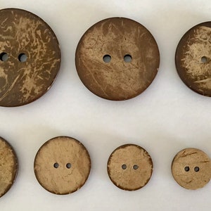 Coconut Button 15mm, 18mm, 20mm, 25mm, 30mm, 35mm, 38mm, 45mm for Sewing Crafts Knitting Accessories Natural Product Coconut Coconut Buttons