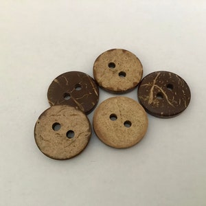 Bouton en noix de coco 15 mm, 18 mm, 20 mm, 25 mm, 30 mm, 35 mm, 38 mm, 45 mm pour l'artisanat de couture, accessoires de tricot, produit naturel, boutons en noix de coco image 5