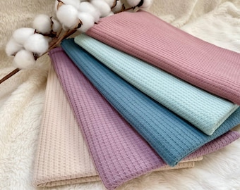 Jersey gofre, jersey de punto gofre 95/5% algodón/elastano 210 g/m², vendido por metro, varios colores a elegir