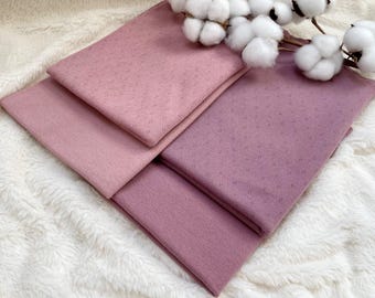 Conjunto de tejidos, punto fino, patrón calado, jersey de punto, algodón, varios colores, desde 0,50 m, en malva, malva viejo, malva claro, oscuro, a elegir