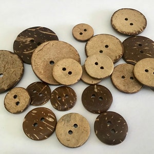 Bouton en noix de coco 15 mm, 18 mm, 20 mm, 25 mm, 30 mm, 35 mm, 38 mm, 45 mm pour l'artisanat de couture, accessoires de tricot, produit naturel, boutons en noix de coco image 6