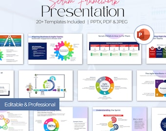 Scrum Framework PowerPoint Template | Agile Project Management | Scrum Master PDF & PPT | Digital Download  for Agile Teams
