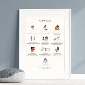 Christian Nursery Wall Decor, The 10 Commandments, Children Bible Wall Art, Church Decor, Printable Educational Poster, DIGITAL DOWNLOAD