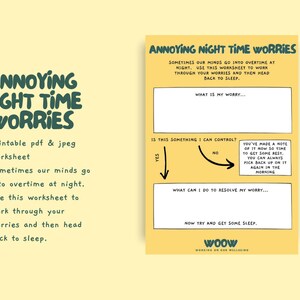 Annoying Night Time Worries Sheet Mental Health Wellbeing Resilience Technique Coping Method Sleep Technique  Emotion Processing Feelings