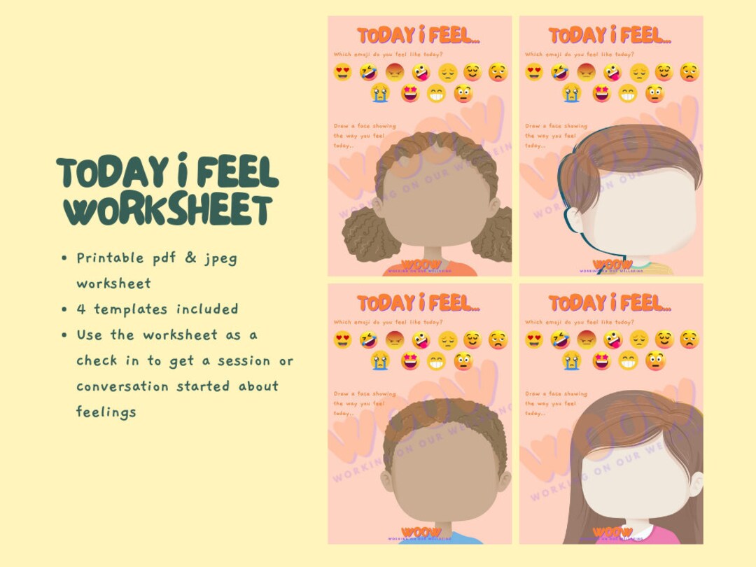 Today I Feel Printable / Emotion Check in Worksheet / Mental Etsy