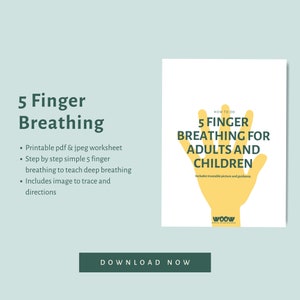 How To Do 5 Finger Breathing PDF, Breath Techniques Printable, Relaxation Tips Worksheet, Easy Mindfulness Advice for Adults and Children
