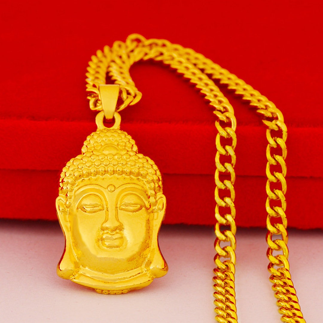 18k Gold Buddha Necklace Asian Buddha Asian Gold Buddha Etsy