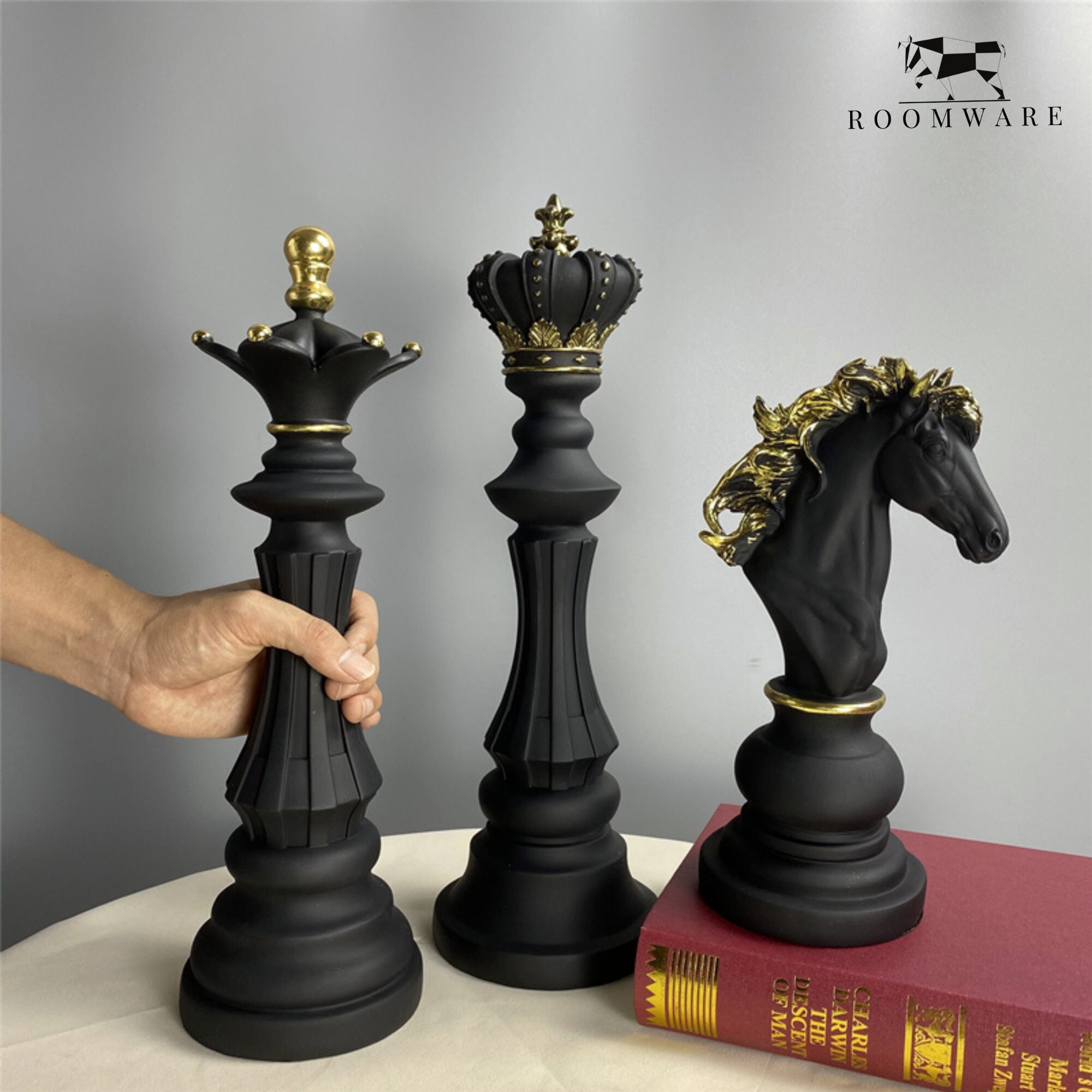 Special Edition Giant Deluxe Chess Piece the Knight Chess Made of Padauk  Burl Wood Casted With Resin for Decoration, Unique Gift 