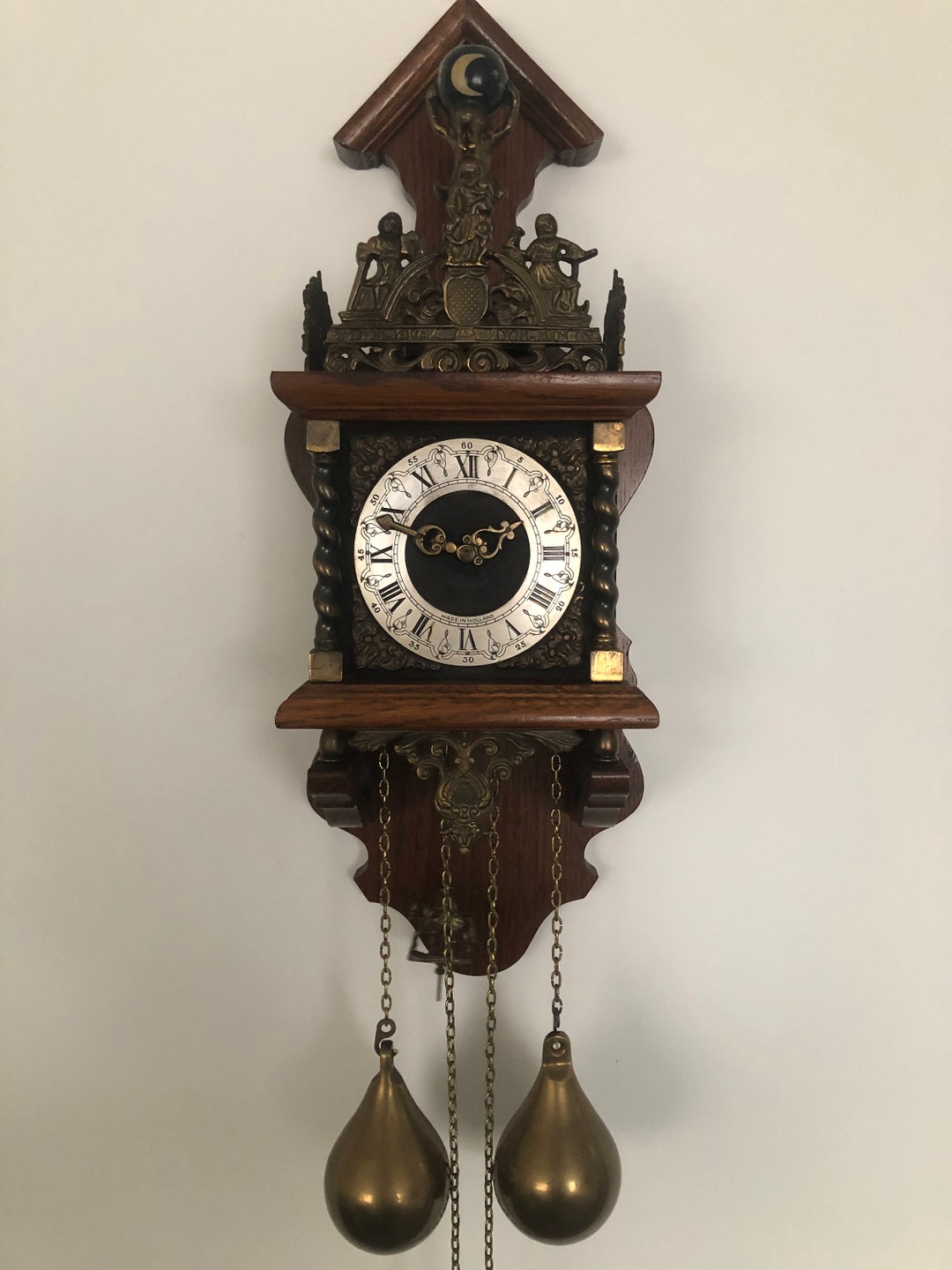 Vintage Zaanse Wall Clock Zaandam Holland With 8 Day Pendulum Movement