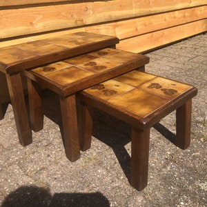 Set of 3 vintage side tables from the 1970s, the Netherlands