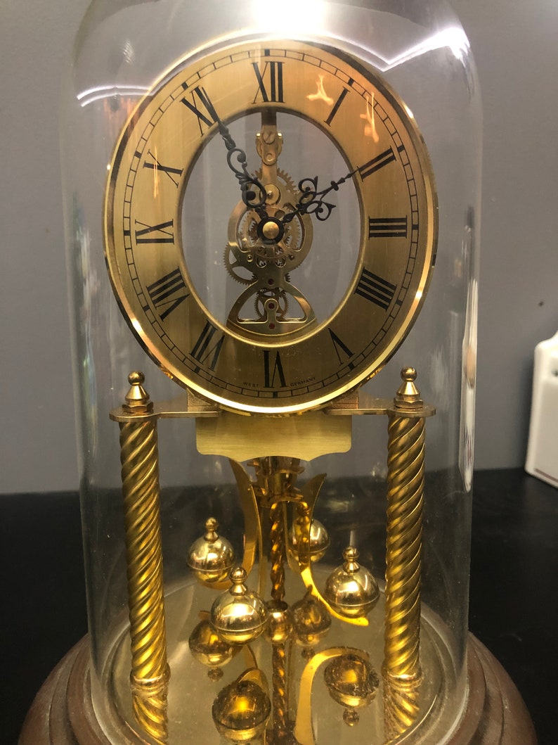 Vintage Bell Jar Clock, 400 Days Clock With Rotating Pendulum. Etsy