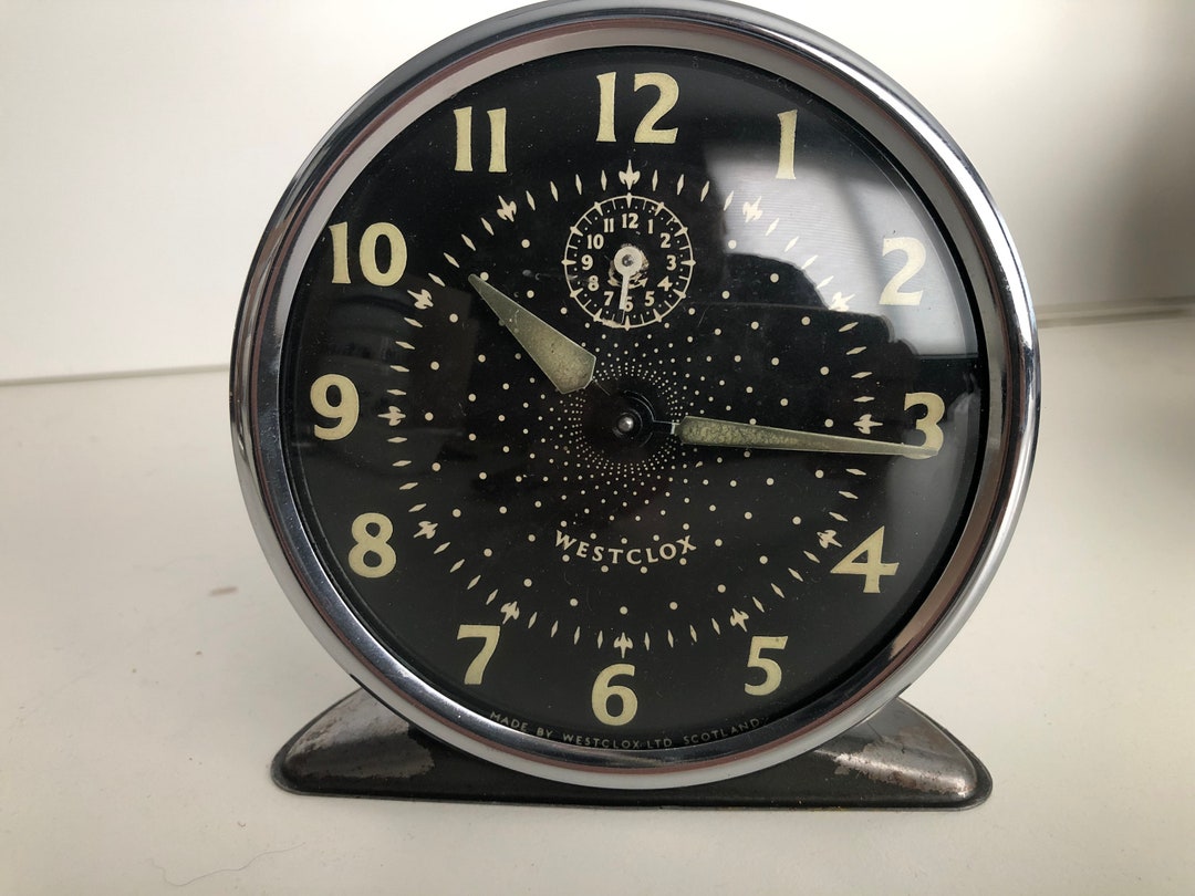 Vintage Westclox Alarm Clock, Black With Chrome Edge. 1950. Etsy