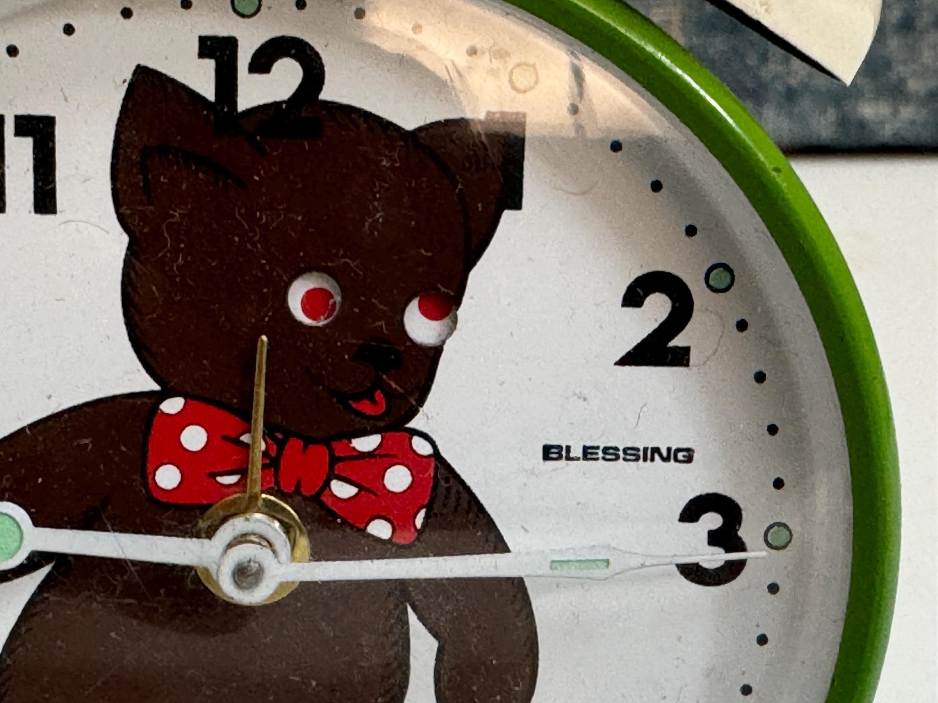 Vintage Blessing Children's Alarm Clock With Bear and Moving Eyes