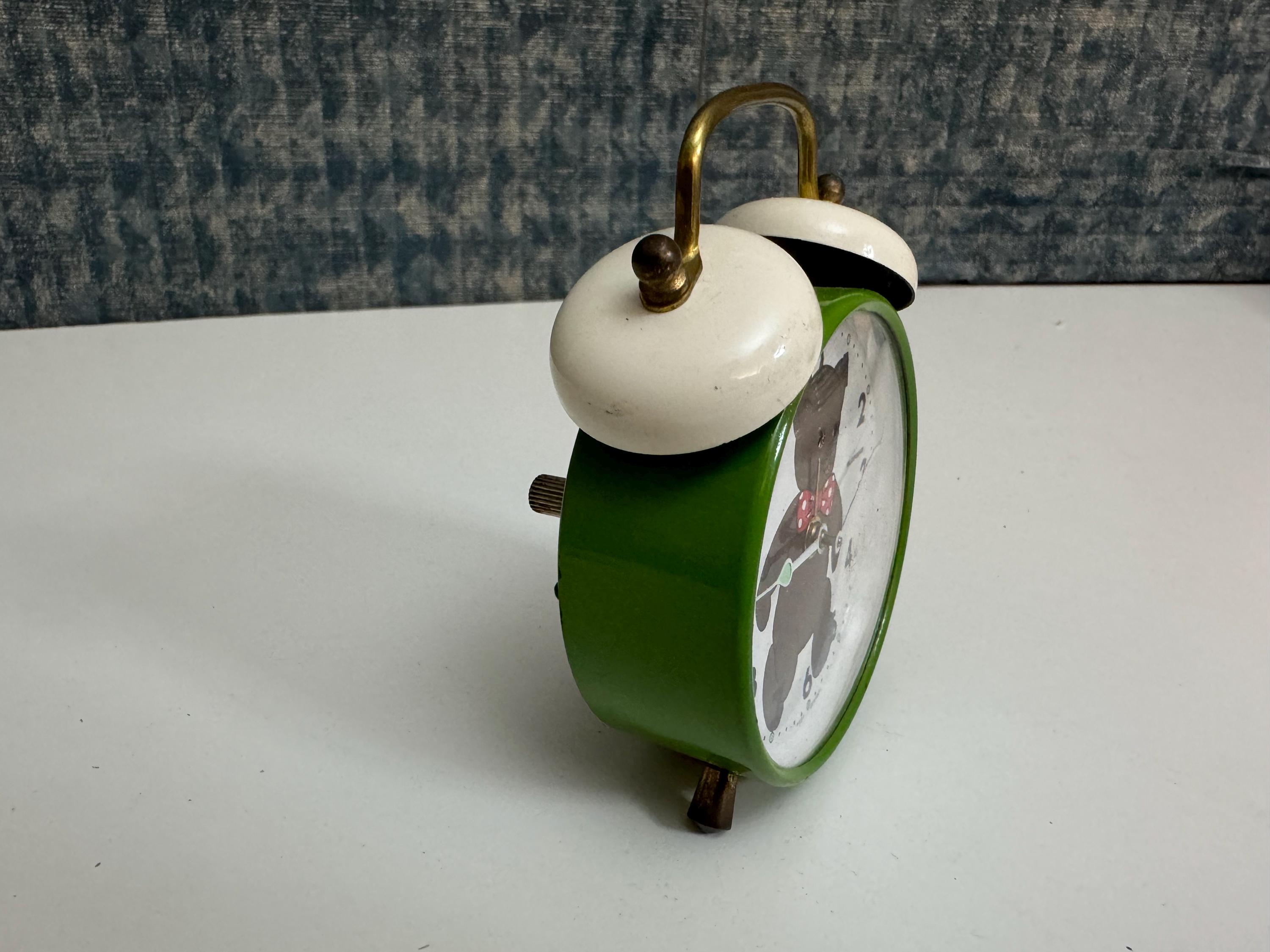 Vintage Blessing Children's Alarm Clock With Bear and Moving Eyes