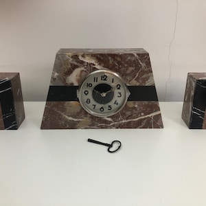 Art deco marble clock set 1930.