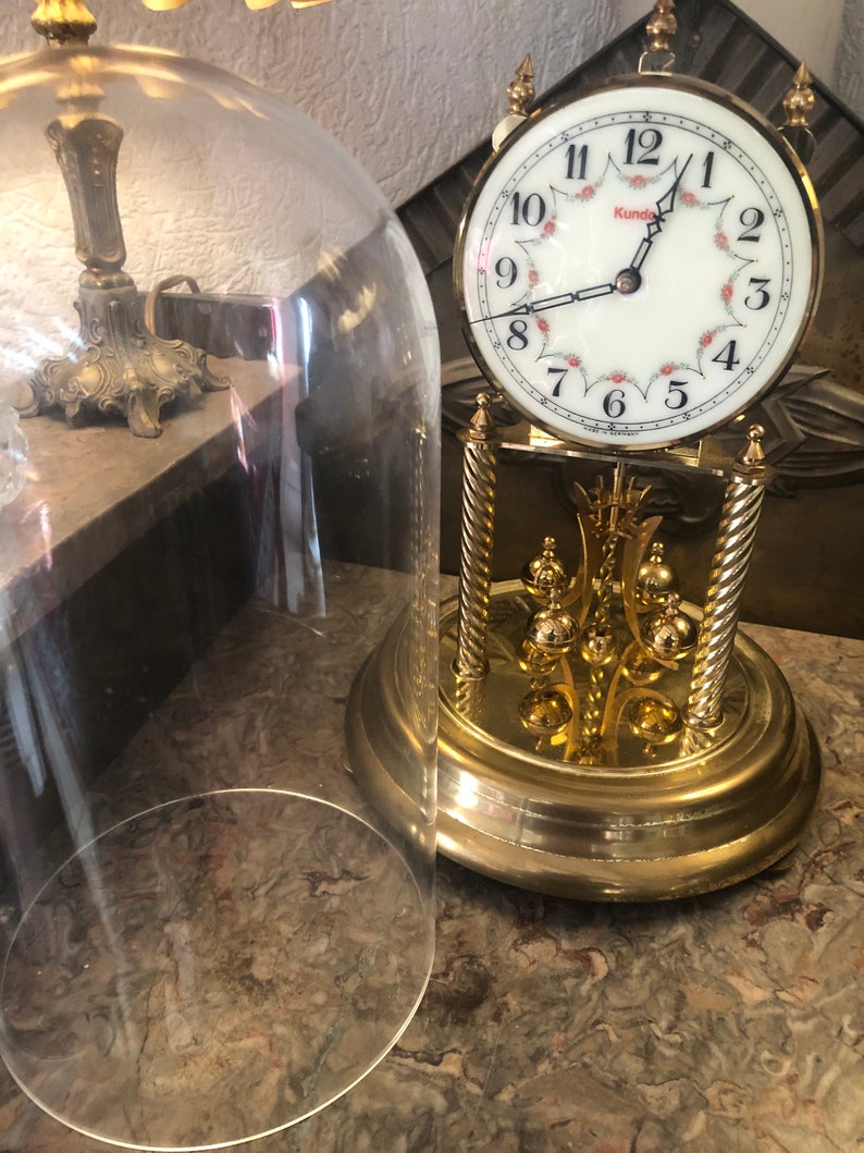 Vintage Bell Jar Clock, 400 Days Clock With Rotating Pendulum. Etsy