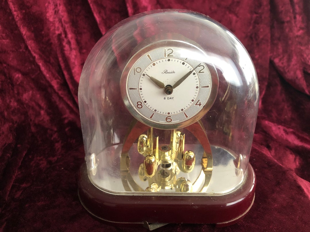 Vintage Small German Bell Jar Clock With Rotating Pendulum Etsy