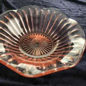 Vintage pink pressed glass bonbon dish