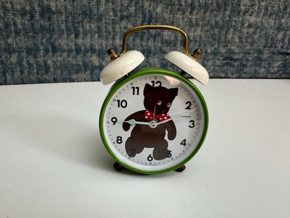 Vintage Blessing Children's Alarm Clock With Bear and Moving Eyes