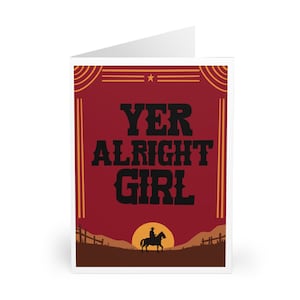 Cartão "Você está bem, garota" | Saudação engraçada com tema de faroeste | Design minimalista de cowgirl | Aniversário, amor, amizade | A6, A5 ou 5x7 | KEOLIX