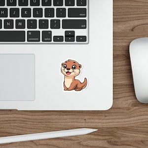 WATERDICHTE sticker cartoon otter – waterdichte vinyl dierensticker | Leuke esthetische sticker van de rivierotter voor laptop, bidon of dagboek